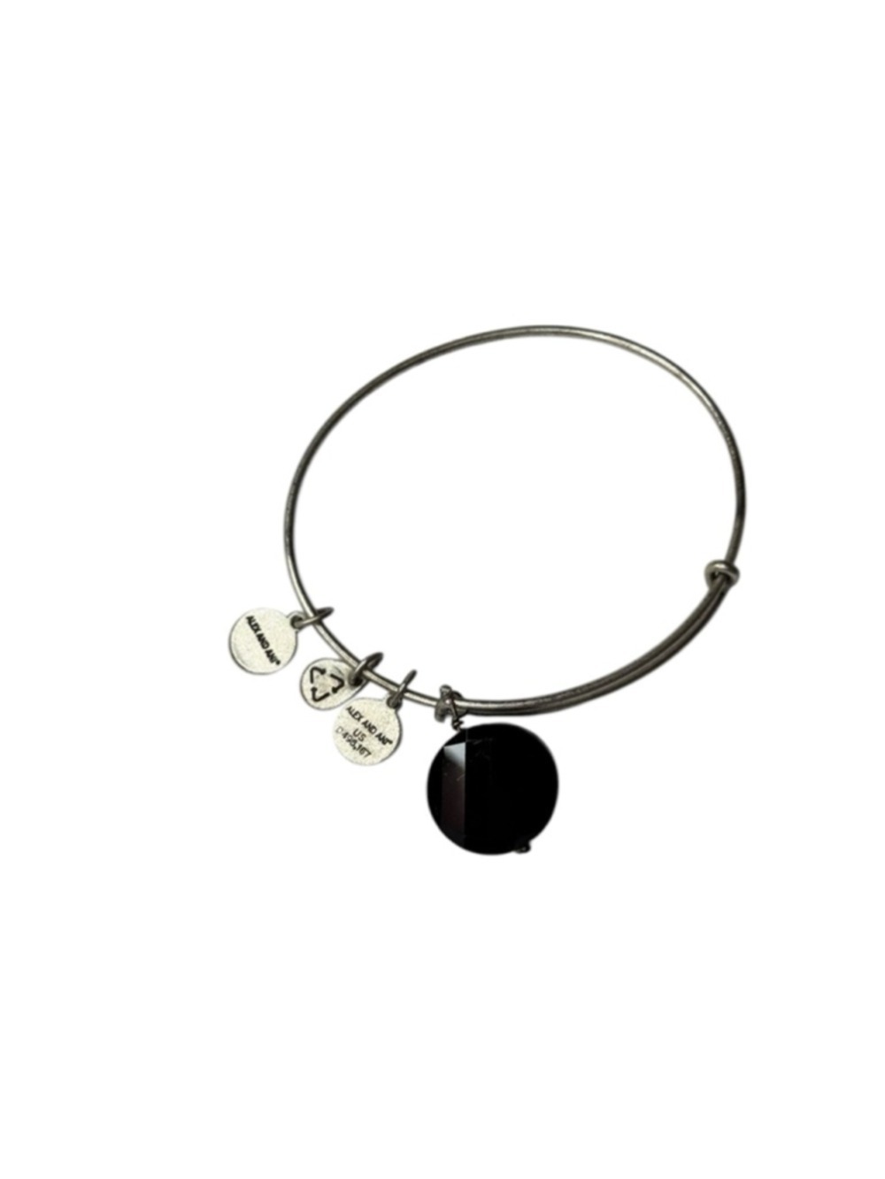 Women's Alex and Ani One Size Silver and Black Charm Bracelet
